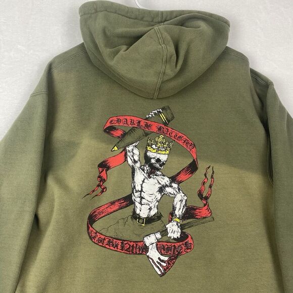 Classic By Style Skull Graphic Sweater Adult Medium Green Hoodie Sweatshirt - Picture 4 of 11